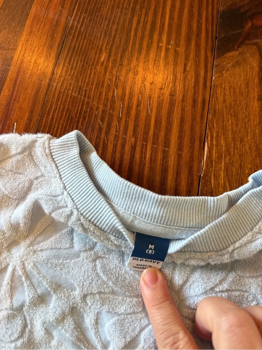 Old Navy Embossed Floral Crewneck Sweatshirt in Pale Blue